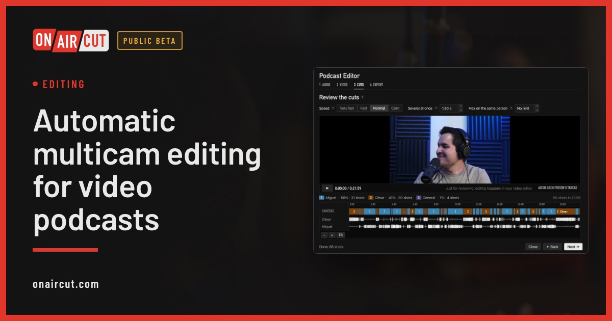The Podcast Editor with the cuts of a 22-minute podcast