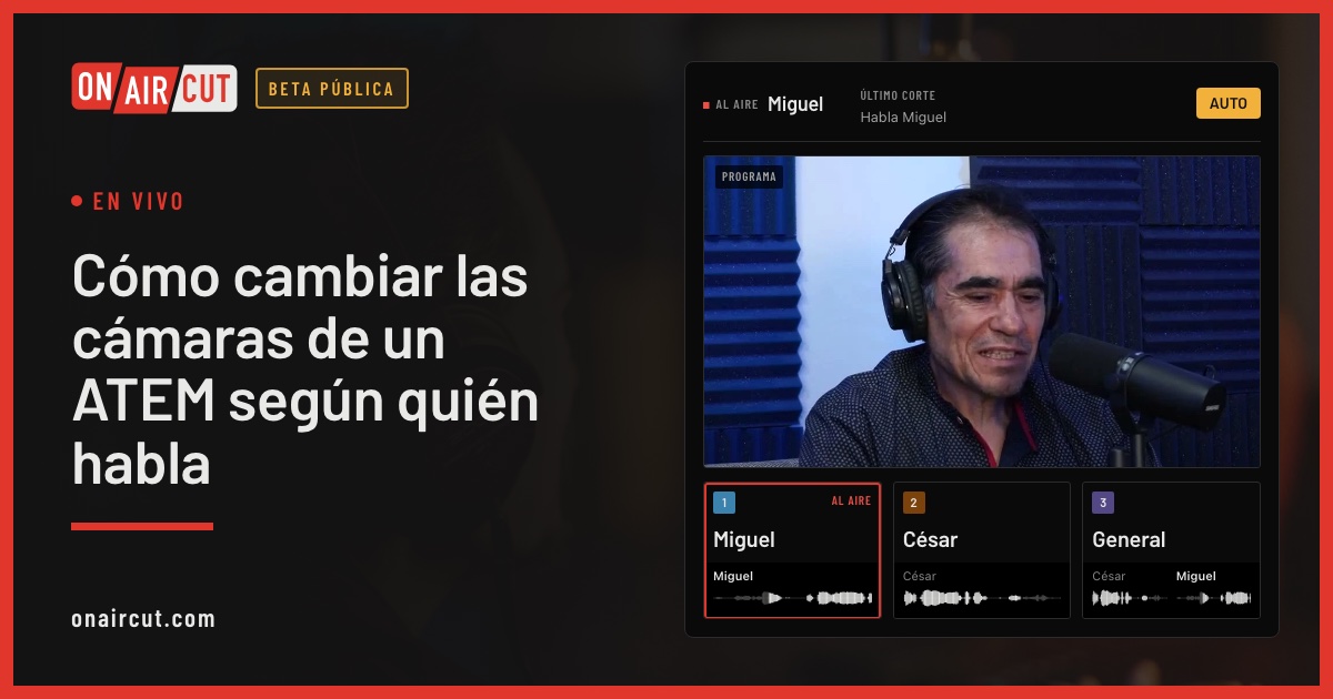 La ventana en vivo de OnAirCut durante un podcast de cuatro personas