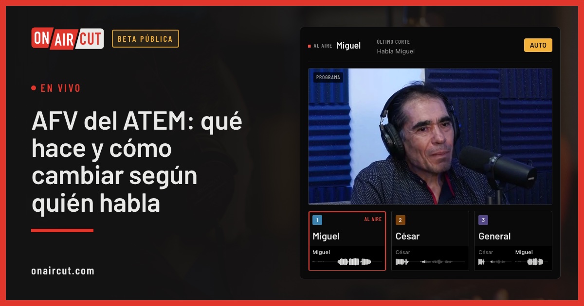 OnAirCut cambiando un ATEM: el programa, un monitor por cámara y cada corte