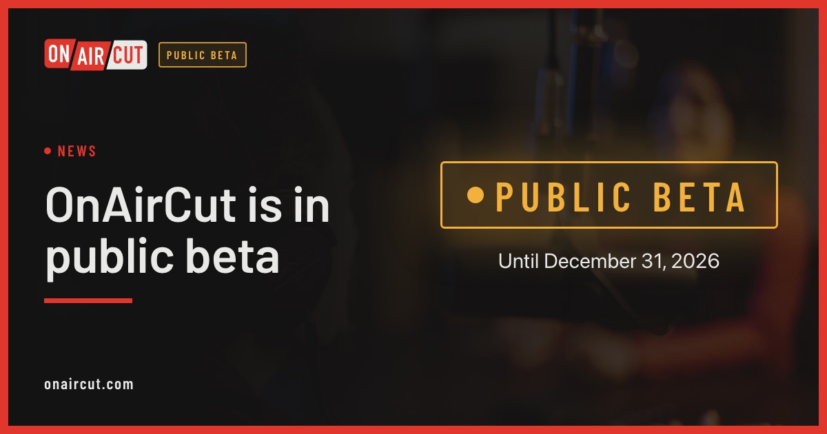 The OnAirCut start screen: Live Switcher and Podcast Editor