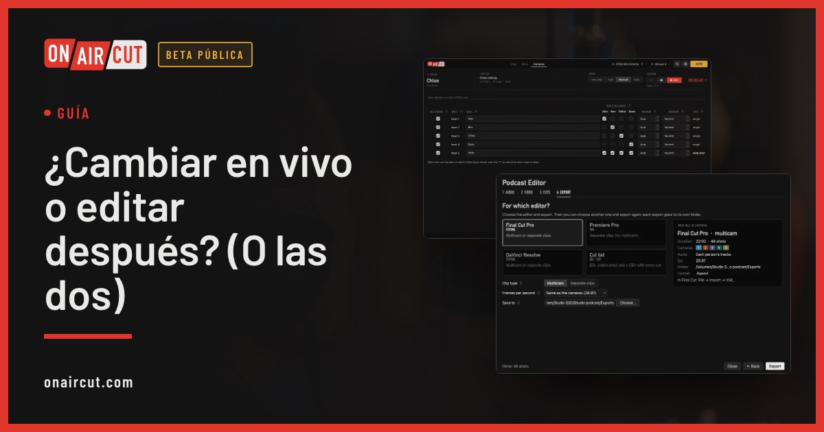 Una exportación lista para abrir en Final Cut Pro